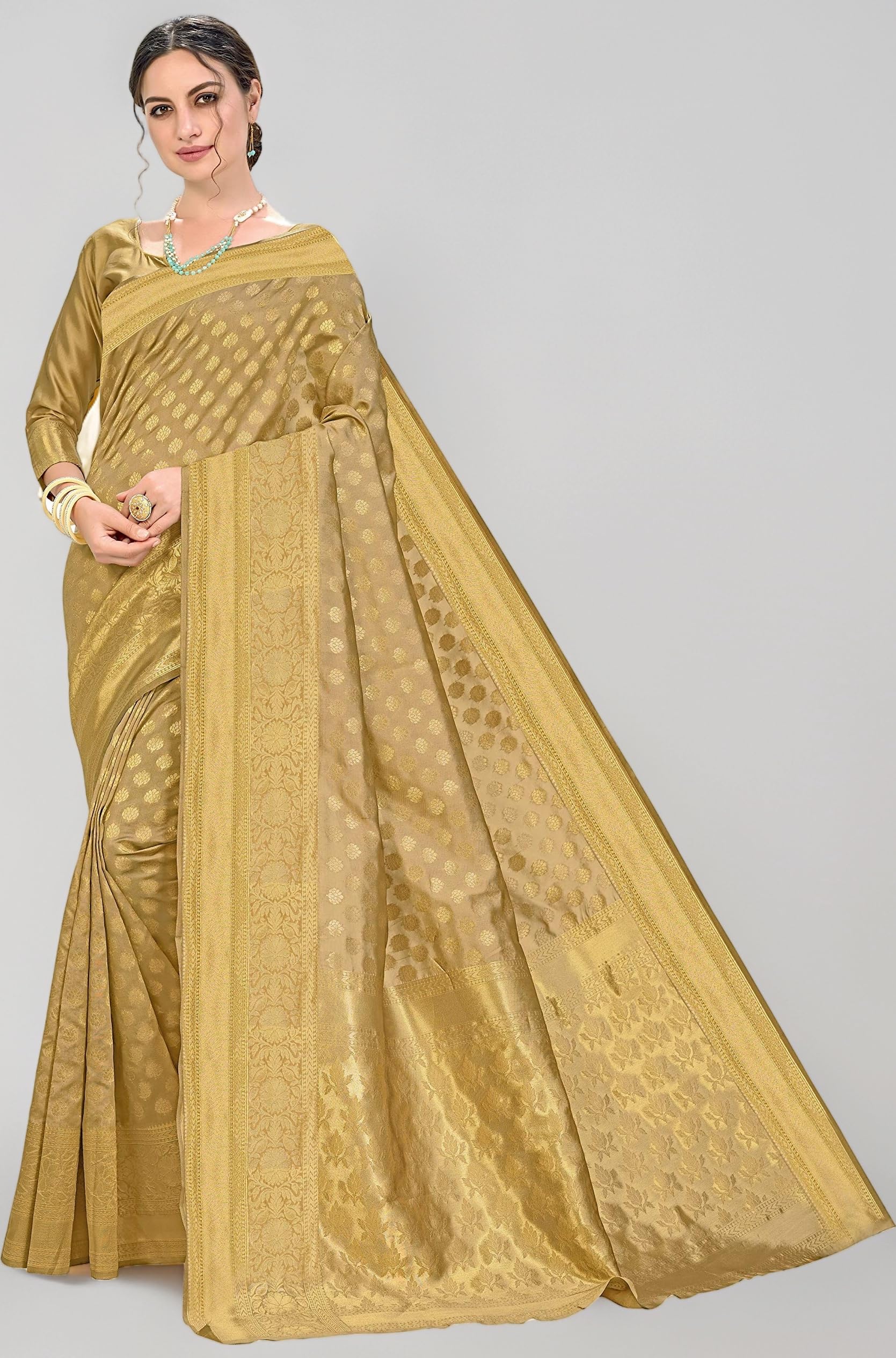 Glory Sarees Women's Woven Pure Soft Kanjivaram Silk Saree Banarasi Style With Blouse Piece for Wedding