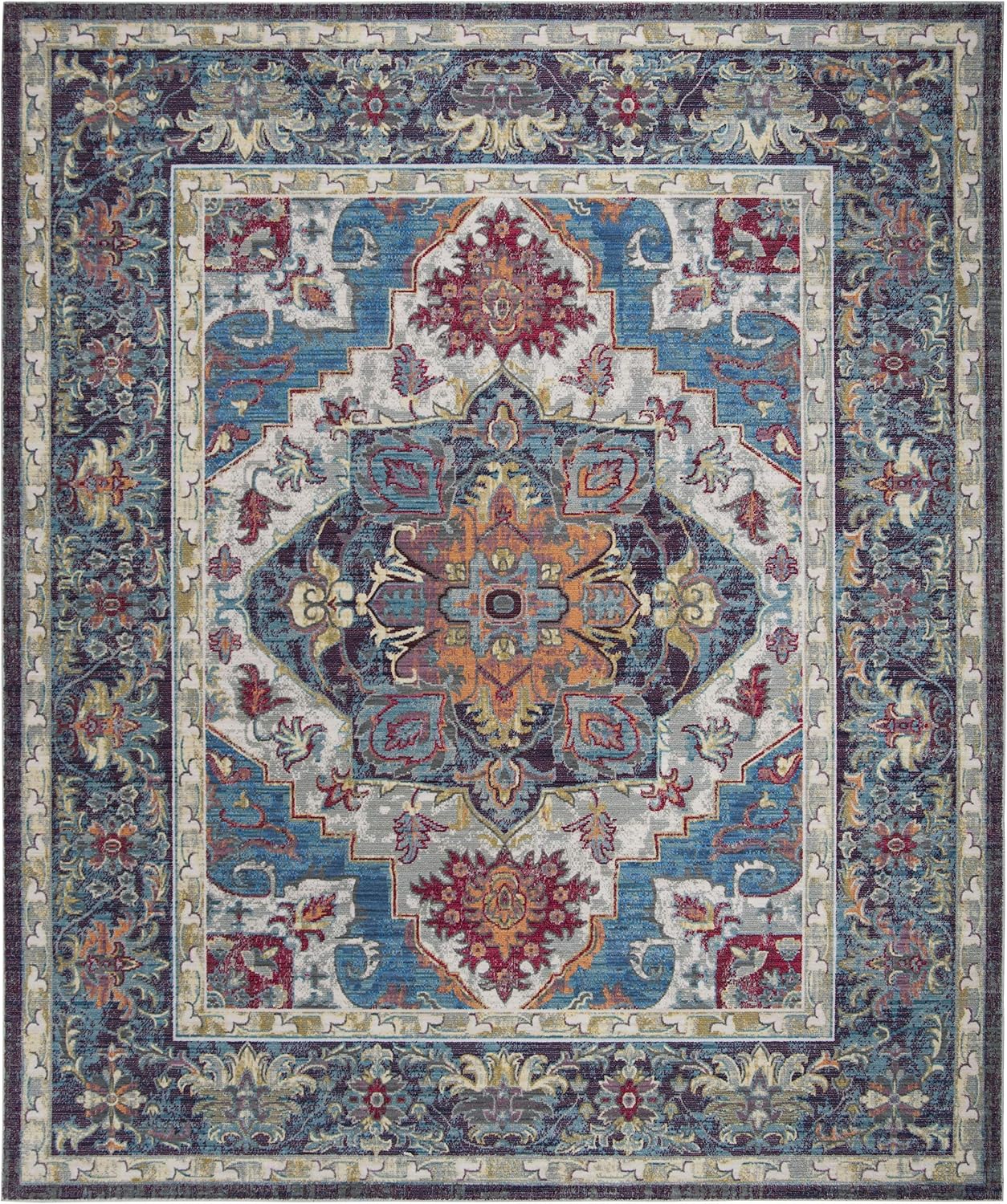 SAFAVIEH Area Rug 8x10 - Claremont Collection - Large - Blue & Purple, Oriental Medallion Distressed Design, Non-Shedding & Easy Cleaning, Ideal for Living Room, Bedroom, Dining Space (CLR664K)