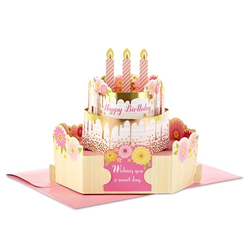 Hallmark Paper Wonder Birthday Pop Up Card For Women (Pink and Gold Birthday Cake),...