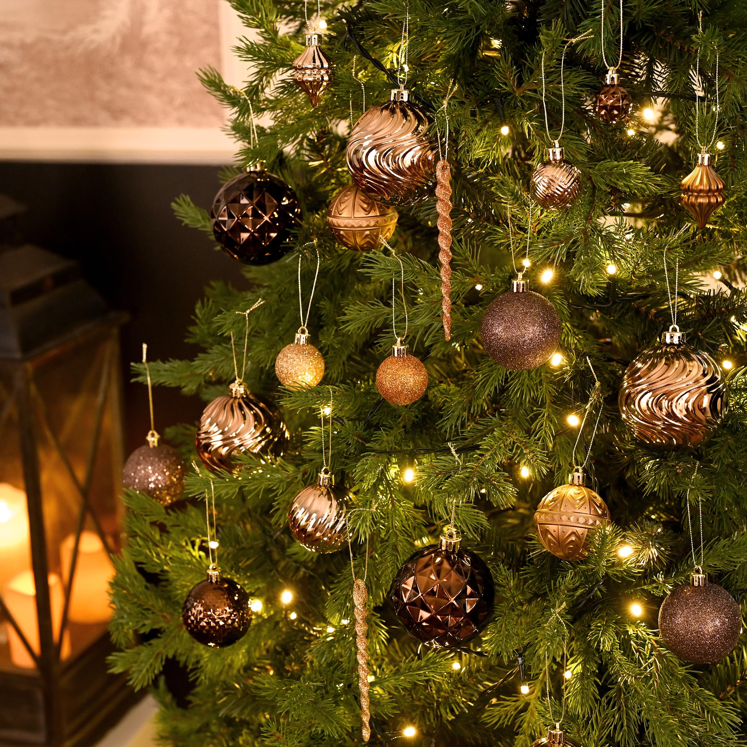 Valery Madelyn Weihnachtsbaumschmuck, Kugel-Ornament-Set, Bronze, Kupfer, Braun, Gold, bruchsicher, hängende Ornamente, Großpackung für Herbst, Erntedankfest, Herbst, Ernte, Weihnachten, Urlaub, Party
