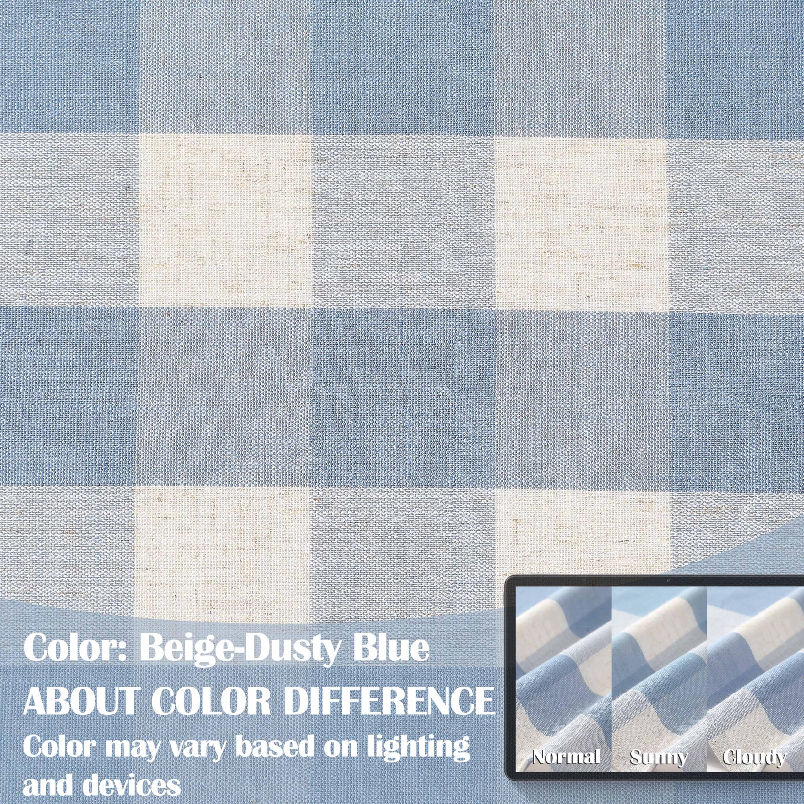 BP-CK-Blue-84RP Büffelkarierte halbtransparente Vorhänge, 213 cm lang, Leinen, staubiges blaues Büffelkaro, Vorhänge für Schlafzimmer, Wohnzimmer, Bauernhaus, Gingham-Fensterbehandlung