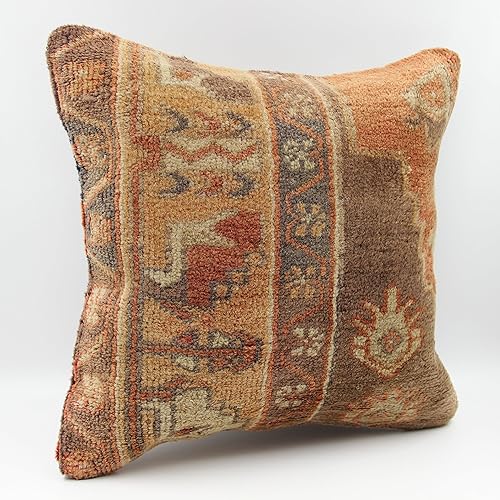 Accent kilim pillow cover 18x18 inch Oriental vintage bohemian Crochet anatolian Turkish Ottoman Country Home design decorative chevron modern