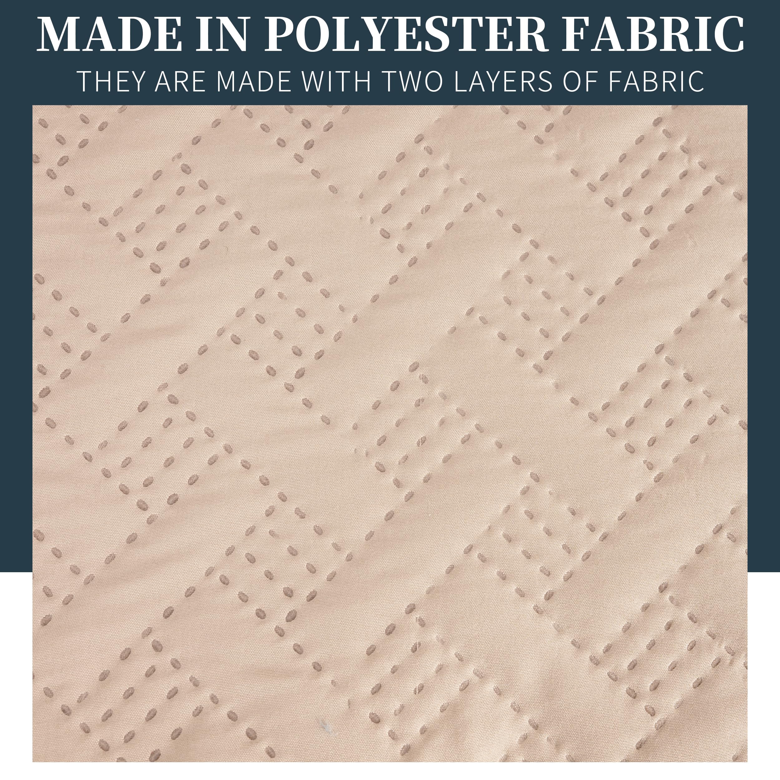 Colcha Boutis para Primavera y Verano Bicolor Reversible Liso de Color Beig + 2 Funda Cojin 50x70 cm - Colcha Ligera Fina Entretiempo (Cama 135, 220x260cm) — view 4