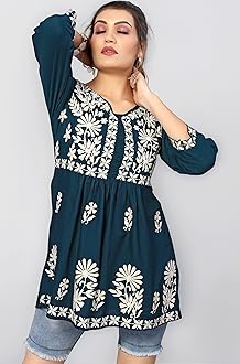 Bee M Pee Designer Short Kurti Tops for Jeans for Women I Chikankari Rayon Cotton Long Kurta Kurti for Women I Stylish wear Kurti top for Girls