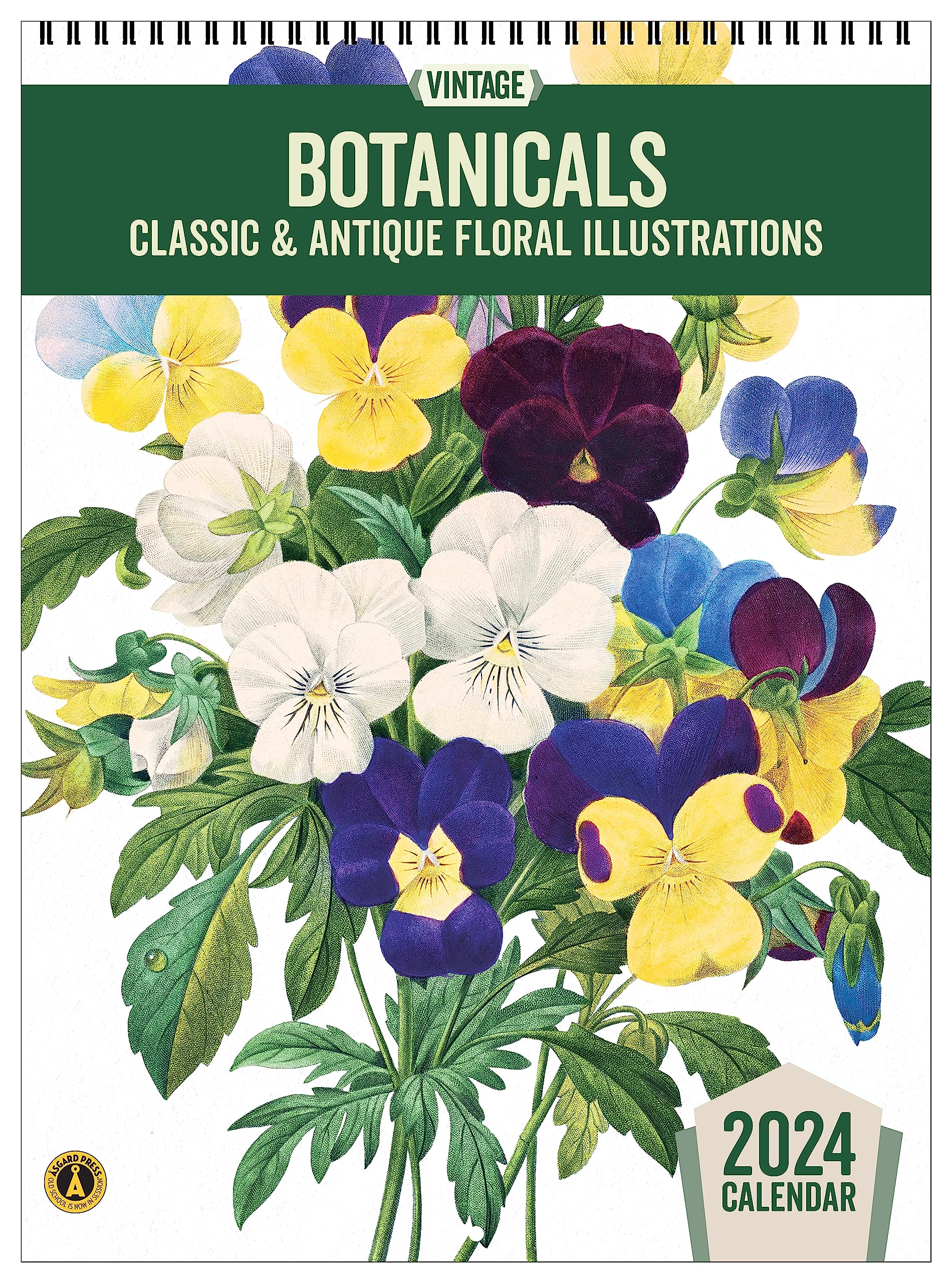 2024 Vintage Botanicals Calendar, 16 Months, Frame-Ready Classic Botanical & Floral Illustrations, 11”x30” (Open)