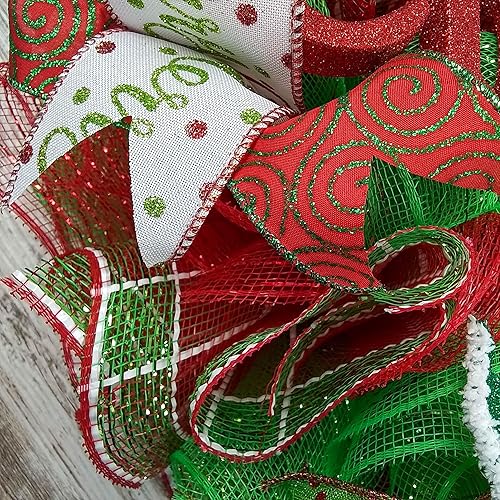 Miniatura 7 de Christmas Tree Bow, Red Lime, Matches Green Monster, Lime Green Christmas Tree Topper Bows