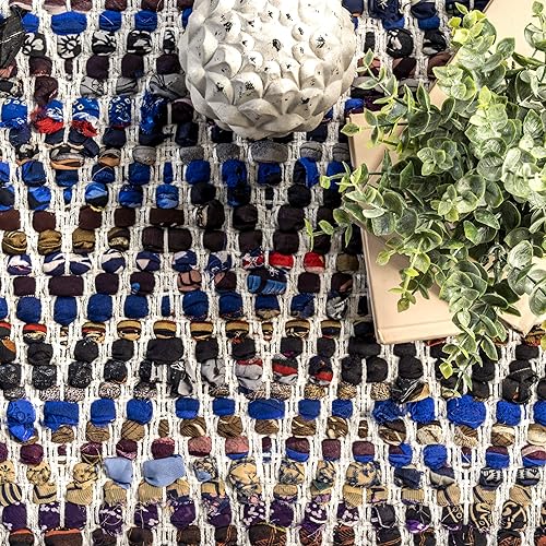 Miniatura 4 de nuLOOM - Alfombra VIAG01A tejida a mano con patrón de galón