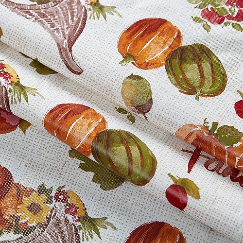 Miniatura 8 de Newbridge Country Pumpkin Farm - Mantel de vinilo con parte trasera de franela de Acción de Gracias, de otoño, de fácil cuidado, con reverso de