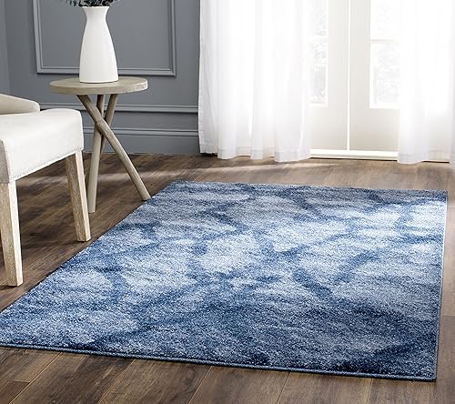 Miniatura 1 de SAFAVIEH Retro Collection - Alfombra decorativa de 4 x 6 pies, azul y azul oscuro, diseño abstracto moderno, no desprende pelusa y de fácil cuidado,