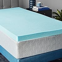 Vista 12 de Yaxa Basics Cubrecolchón tamaño individual, infusión de gel refrescante, certificado CertiPUR-US, 2 pulgadas, azul