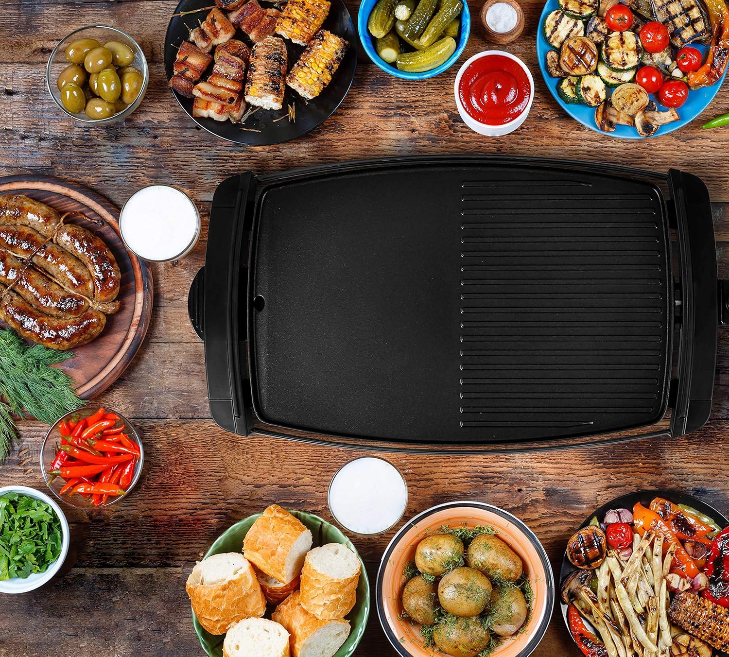 LEBENLANG Barbecue elettrico con TÜV GS 2200 Watt | Piastra elettrica 4-8 persone - barbecue portatile xxl per interni - Tepaniaky Grill da tavolo Piastra grill elettrica per balcone LEBENLANG Barbecue elettrico con TÜV GS 2200 Watt | Piastra elettrica 4-8 persone - barbecue portatile xxl per interni - Tepaniaky Grill da tavolo Piastra grill elettrica per balcone