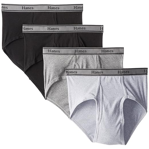 Hanes Ultimate Men's 4-Pack FreshIQ Tagless Cotton Brief, Black/Grey, Large