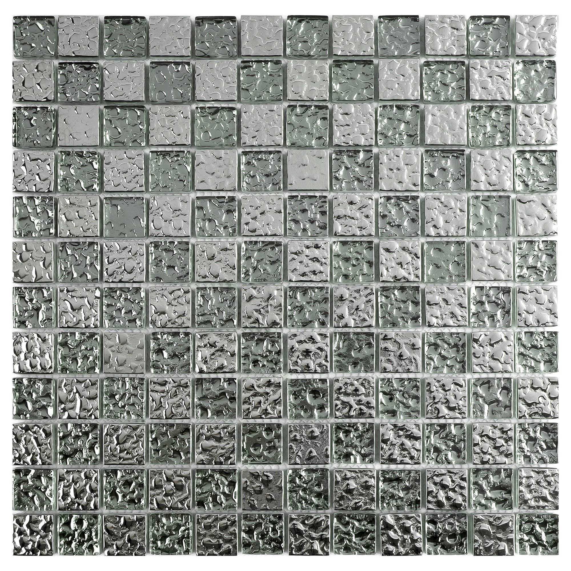 TGEMG-03 1x1 Square Silver Glass Mosaic Tile Sheet-Kitchen and Bath backsplash Wall Tile (10 Sheets)