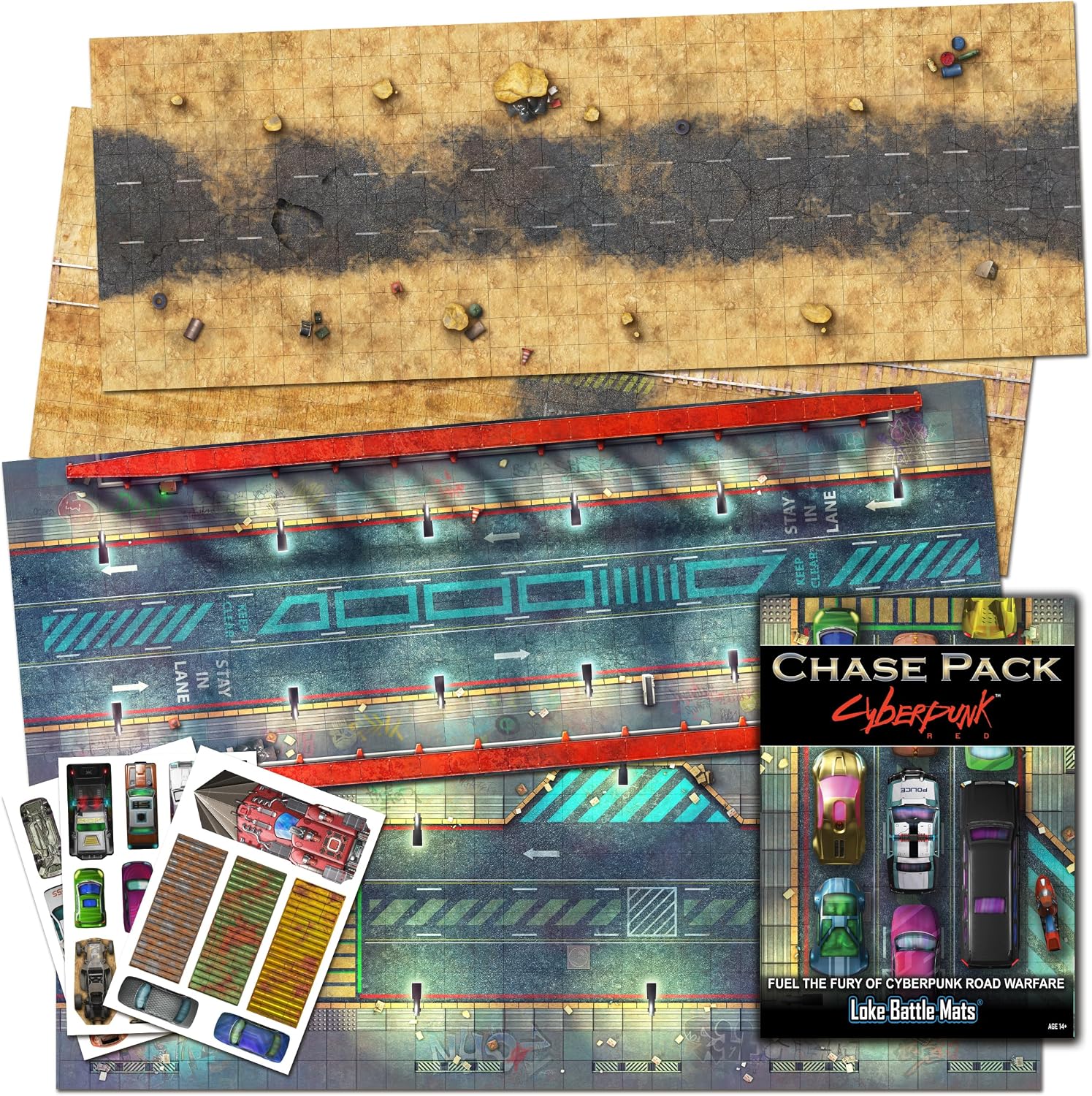 Loke Battlemats | The Chase Pack Battle Mats & Tokens for Cyberpunk RED | Battle Mat for Roleplaying Games image 2