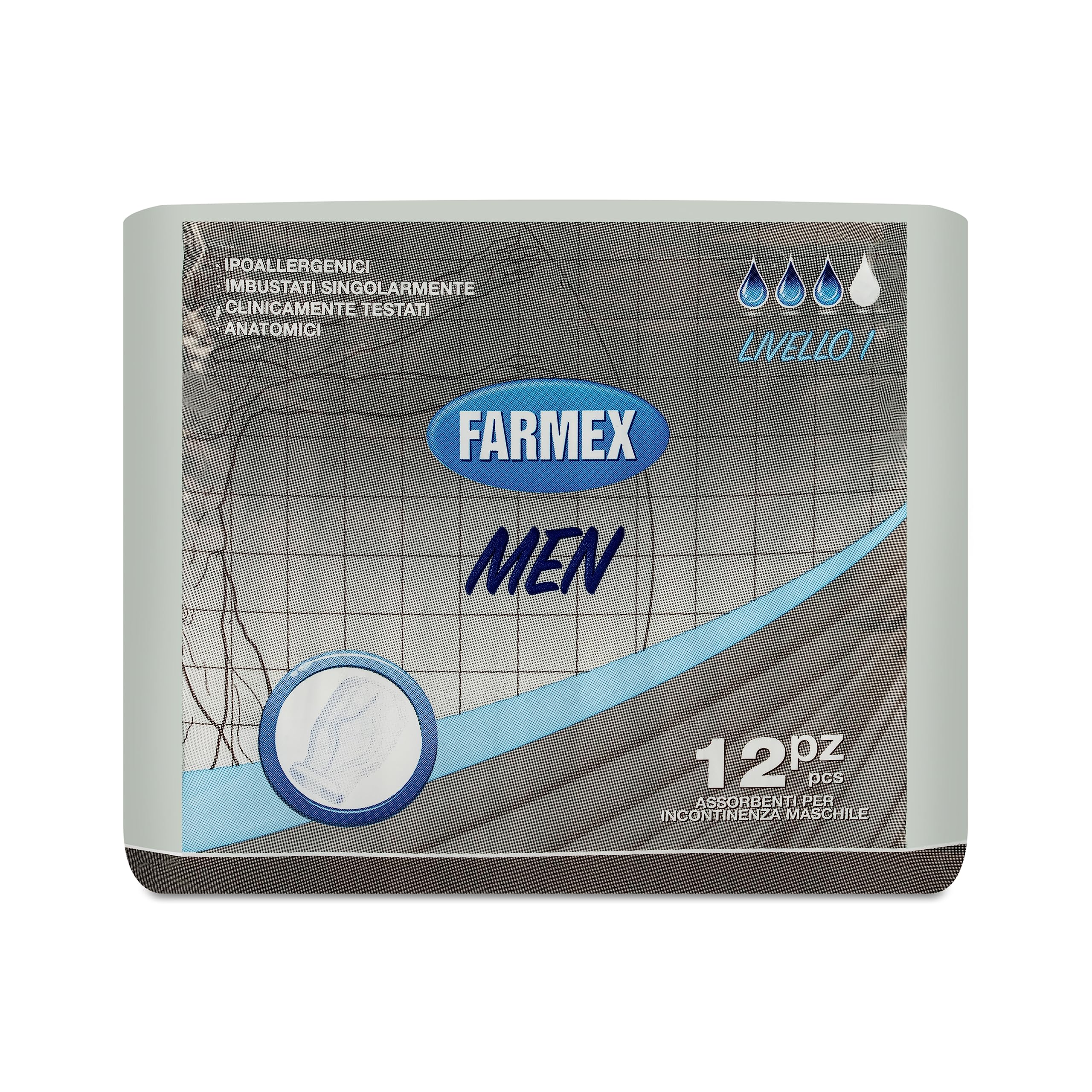 FarmexMan Incontinence Pads for Men - Medium Absorbency - Level 1-12 Pack