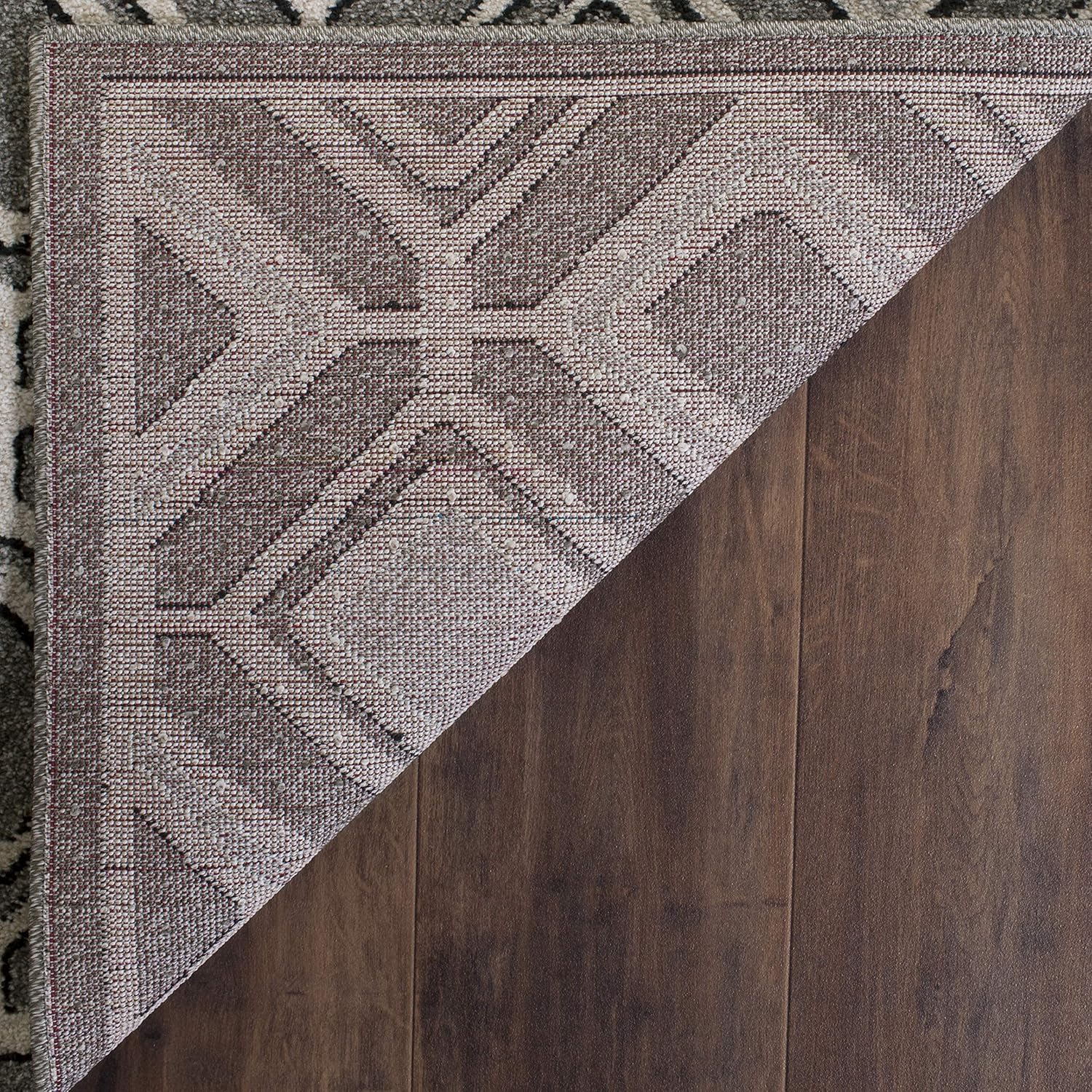 Grey and Light Grey Geometric Square Area Rug, 7' x 7'