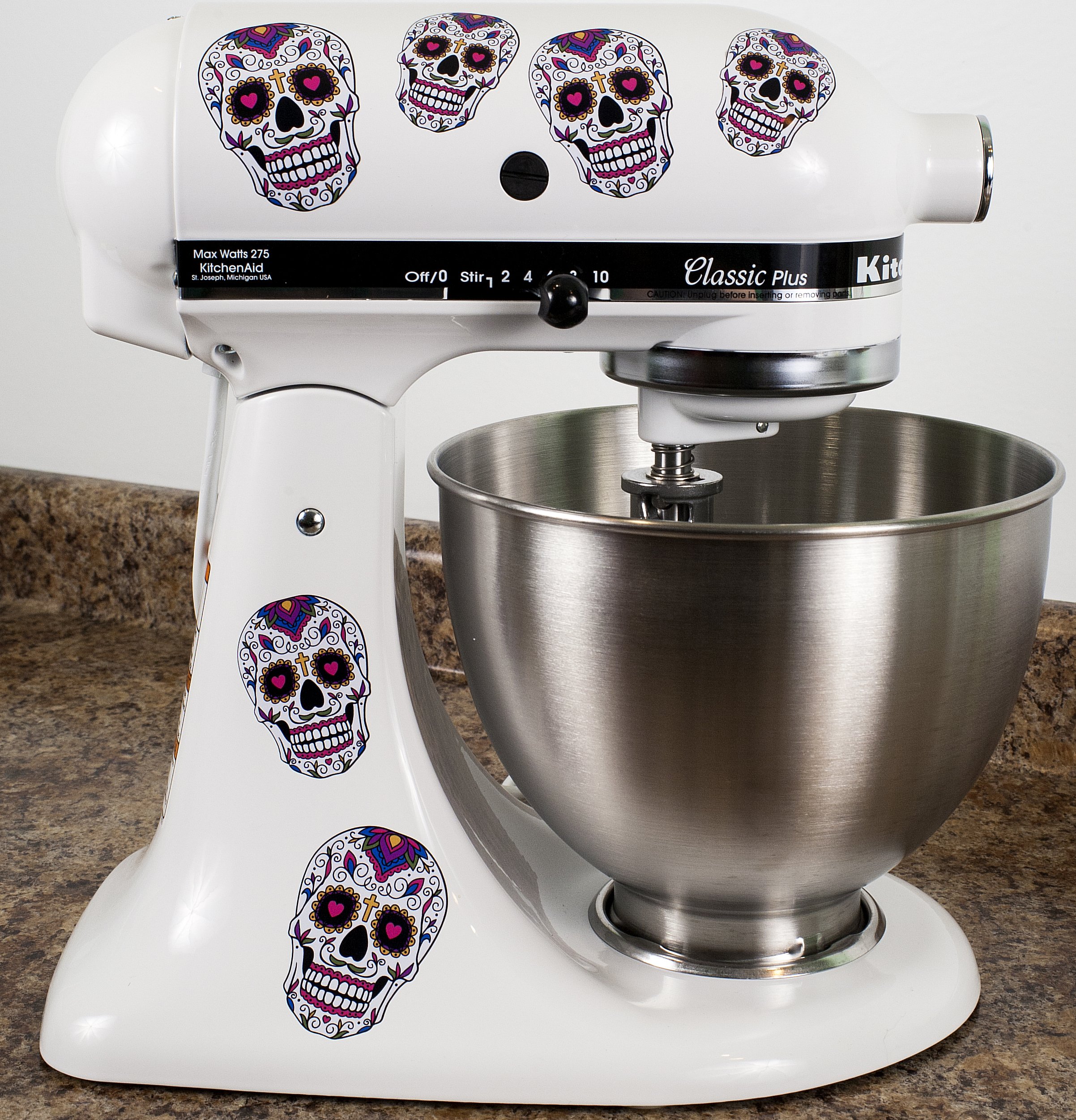 Sugar Skull Dia De Los Muertos Vinyl Decals for Kitchen Mixers Stickers