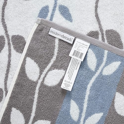 Miniatura 4 de Amrapur Overseas - Juego de 6 toallas de algodón peinado 100  tejido jacquard de hilos orgánicos teñidos color liso y diseño de vides ultrasuave