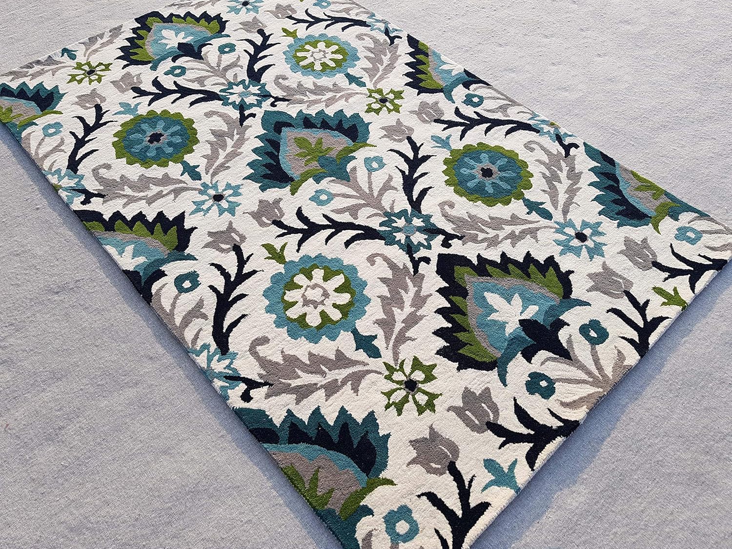 Firoz and Brothers f & b Rugs Hand Made Modern Design with (USA) Exported Collection Carpets for Living Room Size 5 x 8 feet 150 x 240 cm Ivory Blue 3 A1IMSTROQ2L. SL1500