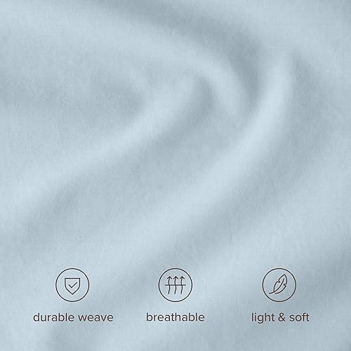 Miniatura 5 de Bare Home Juego de sábanas y fundas de almohada de 100 % algodón orgánico tamaño individual, tejido percal vigoroso, ligero y transpirable, sábanas