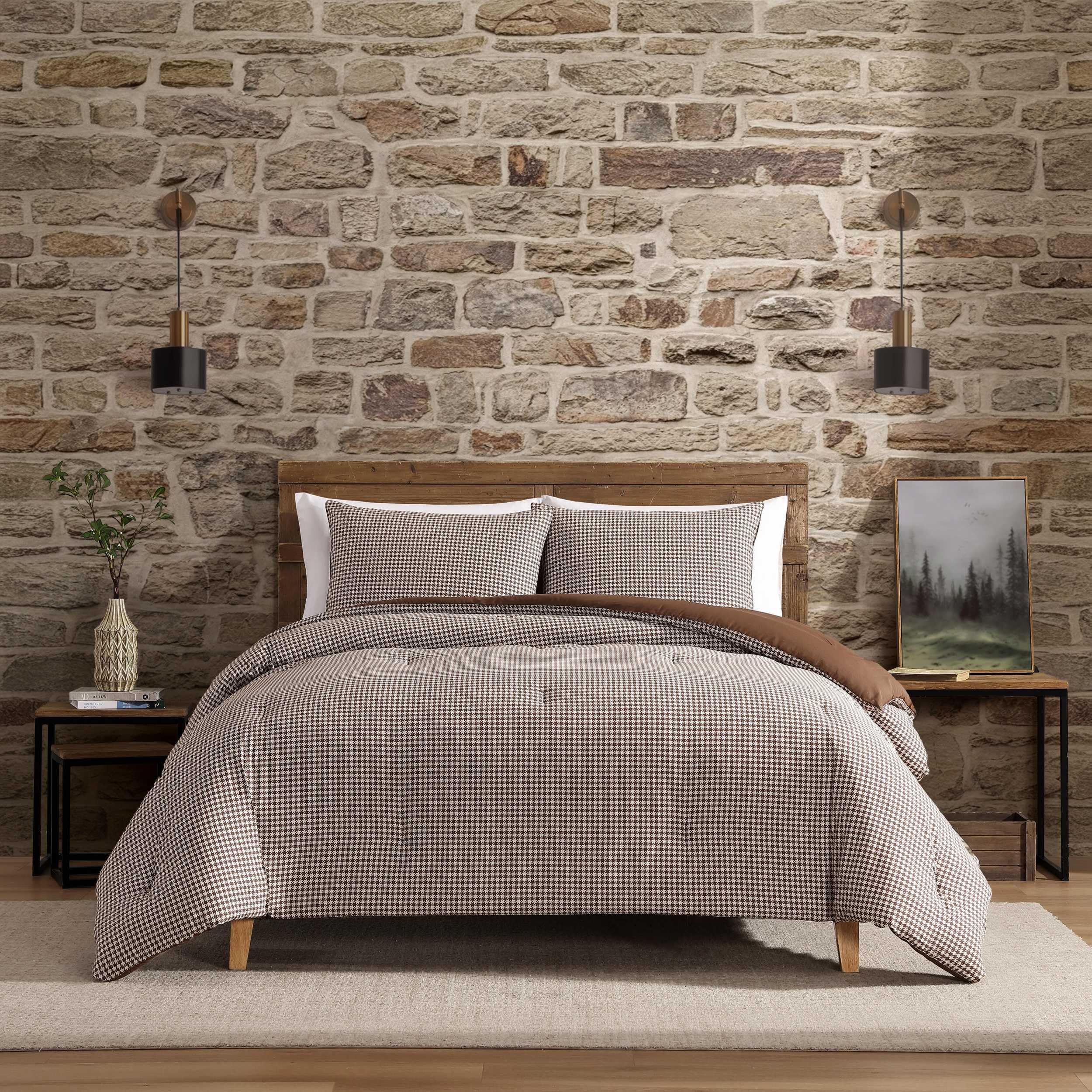 Parure de lit réversible en coton naturel doux Eddie Bauer marron haut de gamme