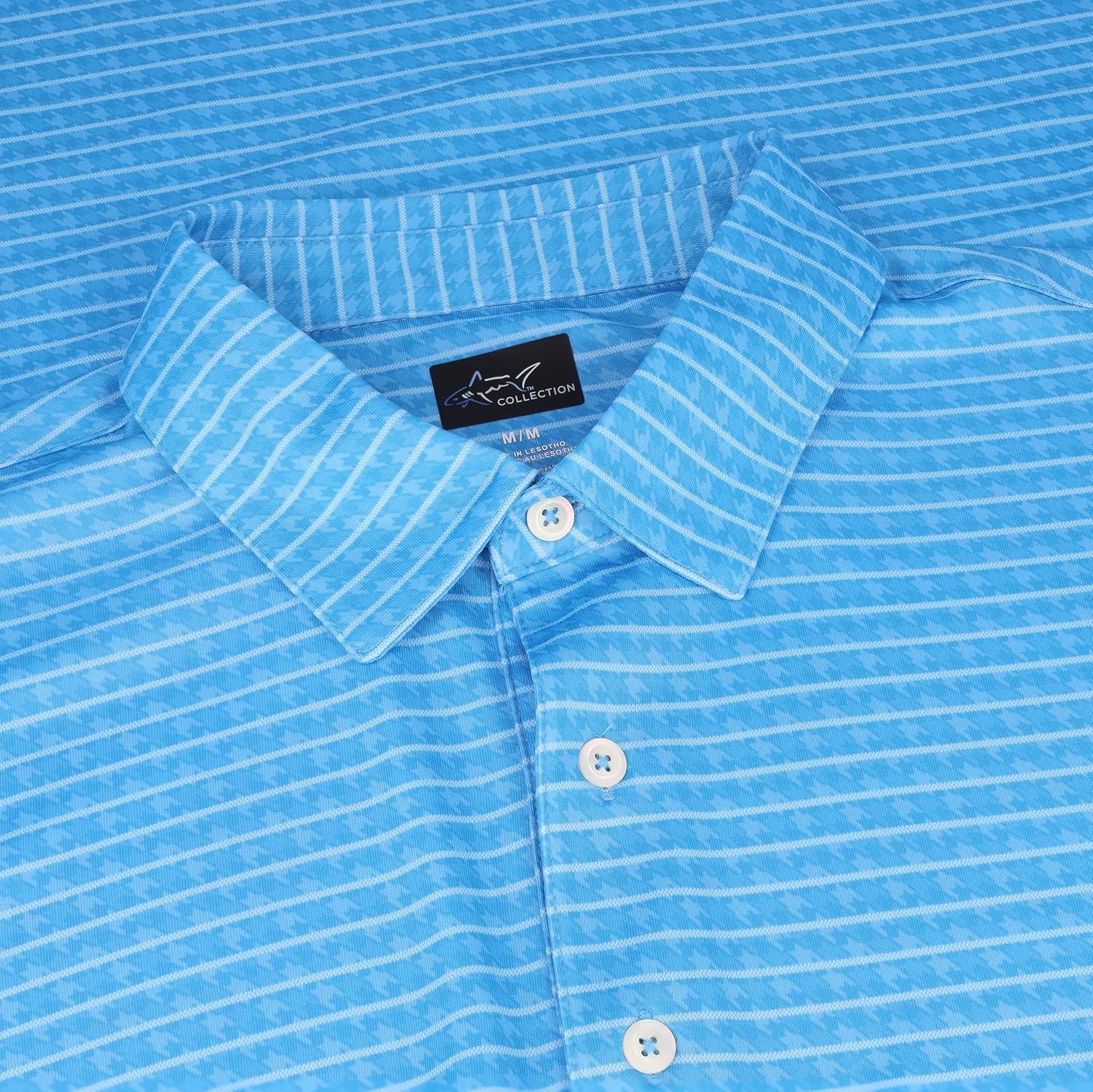 Greg Norman ML75 Recycled Microlux Houndstooth Stripe Perfect Sky Shirt Men XL - Image 5
