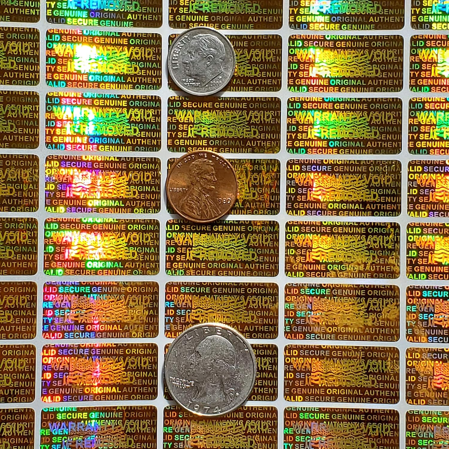 1000 Hologram Seal Labels Stickers 15 mm x 30 mm- (Golden)