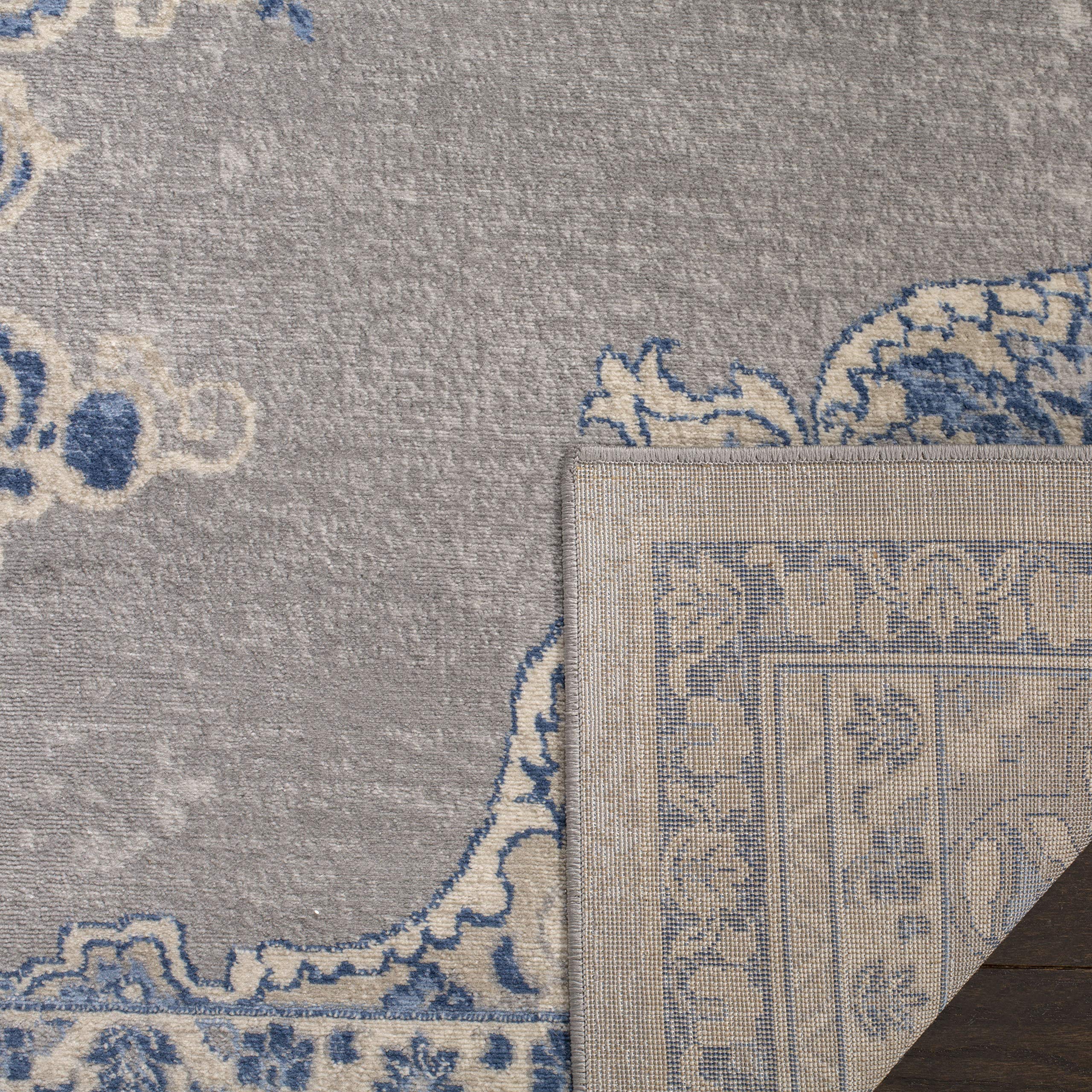 SAFAVIEH Tapis Traditionnel Pour Salon, Salle à manger, Chambre à coucher - Brentwood Collection, Tapis à poil court, Gris clair et bleu, 122 X 183 cm