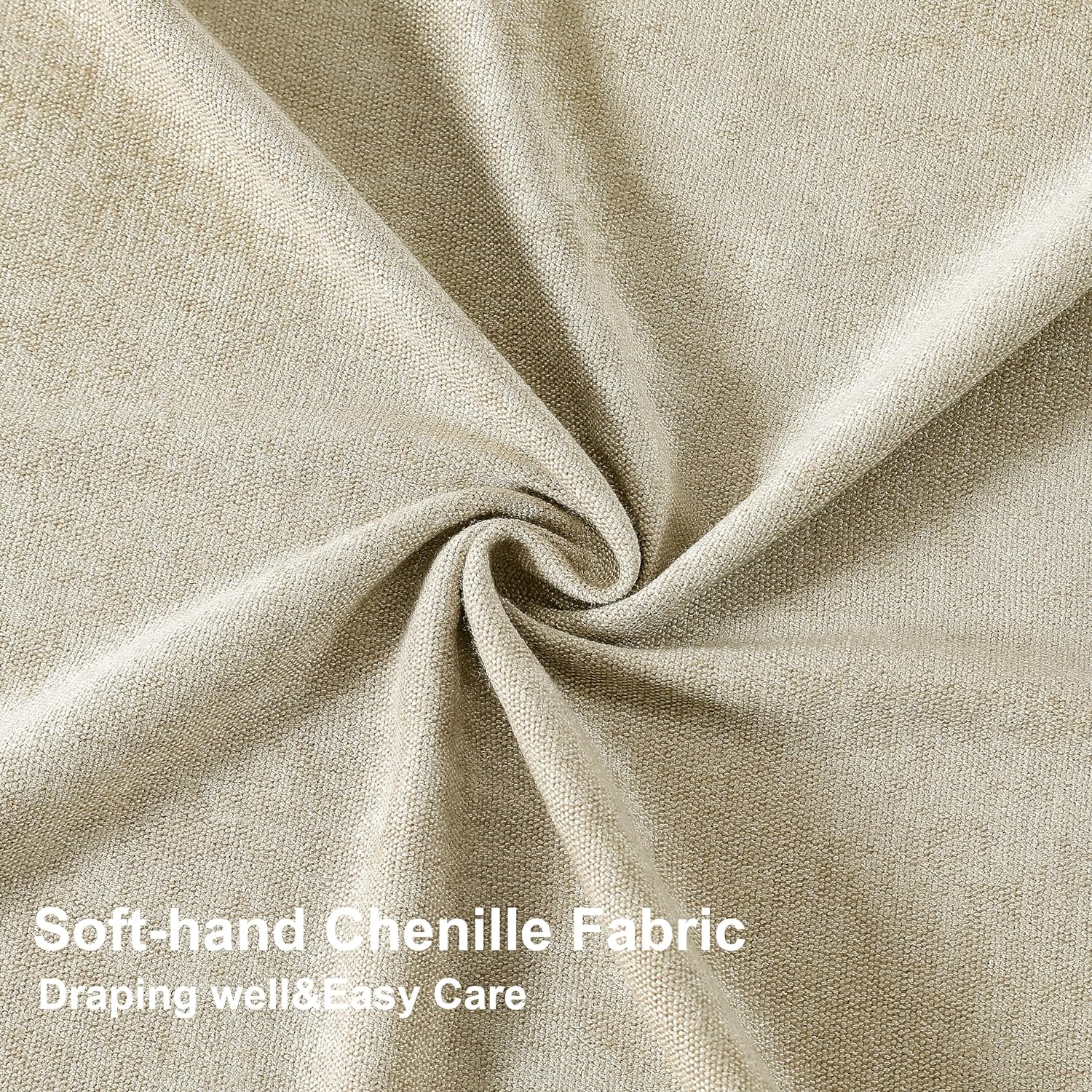 Vision Home Pinch Pleated Light Filtering Curtains Velvet Chenille Window Curtains 95 inch for Living Room Bedroom Semi Sheer Pinch Pleat Drapes with Hooks 36" Wx95Lx2,Oatmeal Tan