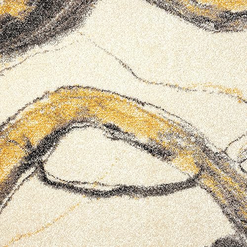 Miniatura 8 de Abani Laguna Collection - Alfombra moderna de mármol amarillo, 4 x 6 pies, para sala de estar, dormitorio y oficina