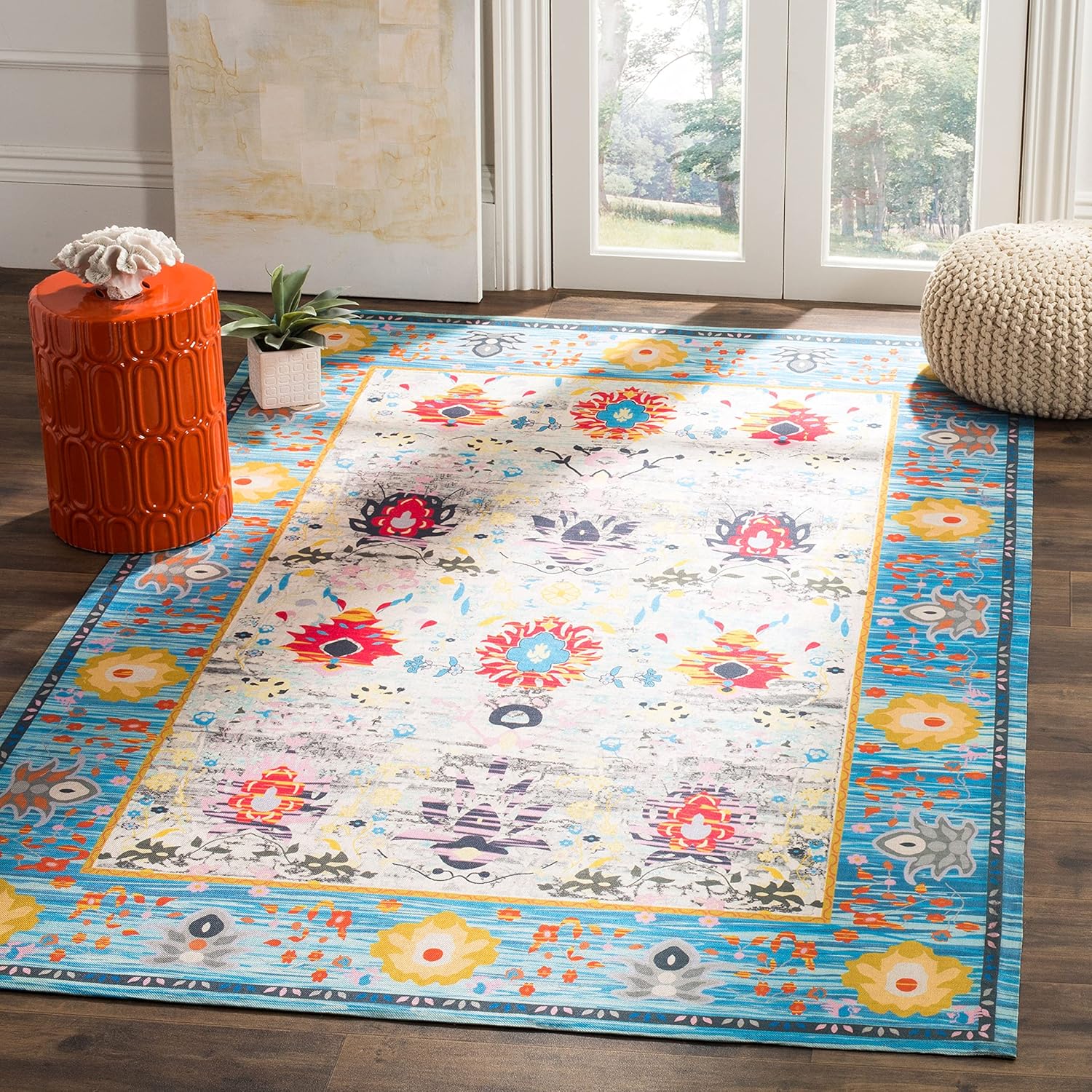 SAFAVIEH Cedar Brook Collection Runner Rug - 2'3" x 8', Blue & Light Grey, Handmade, Ideal for High Traffic Areas in Living Room, Bedroom (CDR602A)