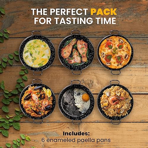 Miniatura 2 de Machika Juego de 6 paelleras esmaltadas  Sartén antiadherente perfecta para servir preparaciones pequeñas  Paella, mariscos, mediterráneos y más