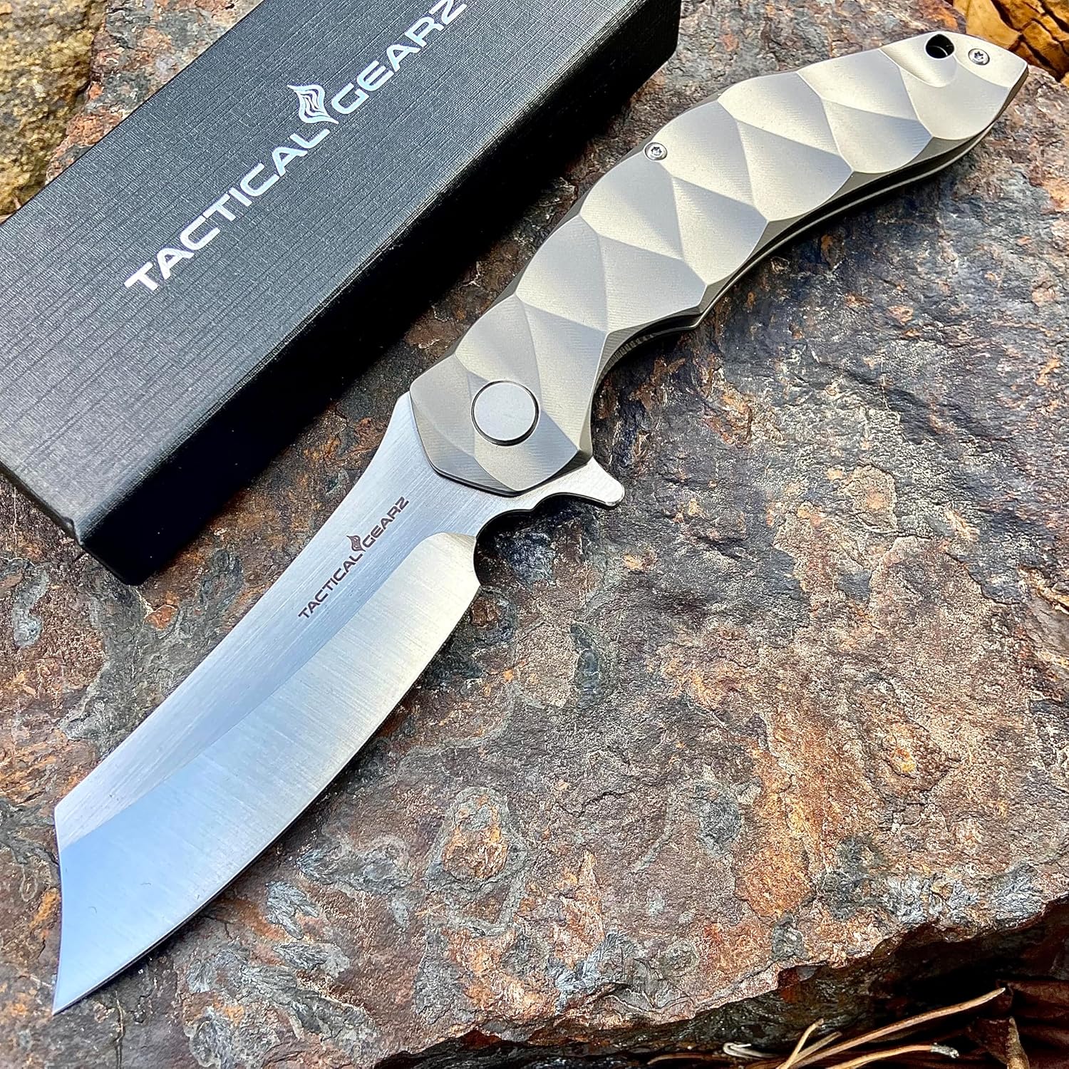 TACTICAL GEARZ Custom Titanium Pocket Folding Knife! Solid