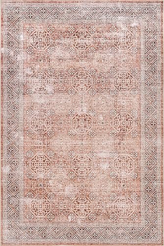 Miniatura 4 de nuLOOM Xenia Faded - Alfombra de transición lavable a máquina, 4 x 6 pies, color óxido