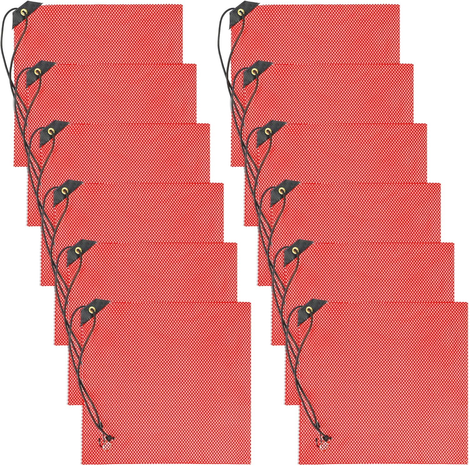 Starry 18.5x18inch Safety Flags for Trucks Mesh Construction Bright Red Flag for Truck Loads with Bungee Cords Durable Warning Oversize Load Signs for Trucks Trailer Car 12Pack