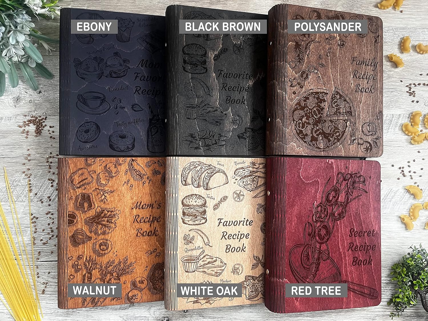 Personalized Wooden Recipe Book - The Perfect Storage Solution for Your Culinary Creations - Keep your favorite recipes organized and easily accessible with this beautifully wooden cookbook (Option5)