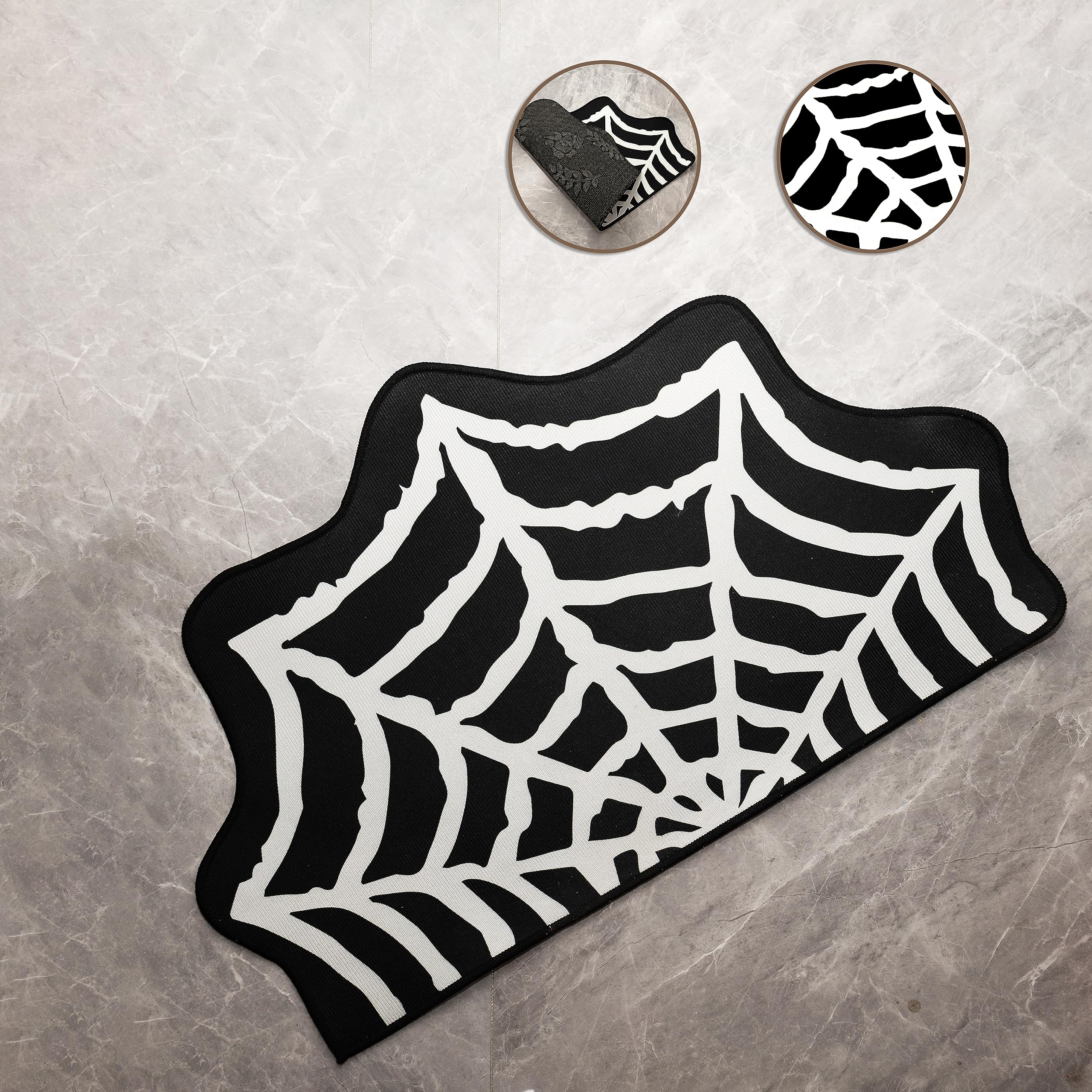 Spider Web Bath Mat, Scary Halloween Decoration,Bathroom Carpet, Beautiful and Practical Holiday Necessities Halloween Carpet Bathroom, Gothic Home Decoration Witch Scary Gothic Room Carpet