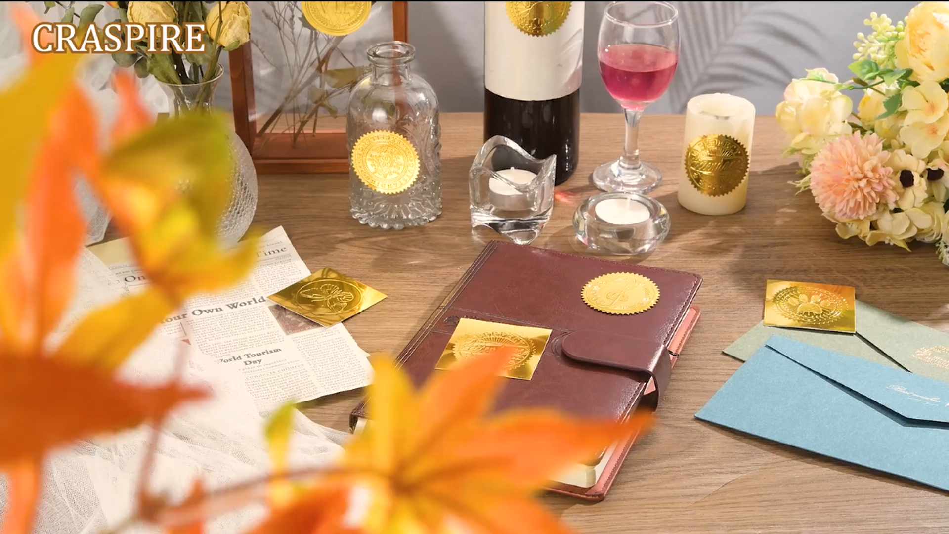 Craspire 9Pcs 1,6 Pouce Motif Papillon Autocollants En Métal Doré