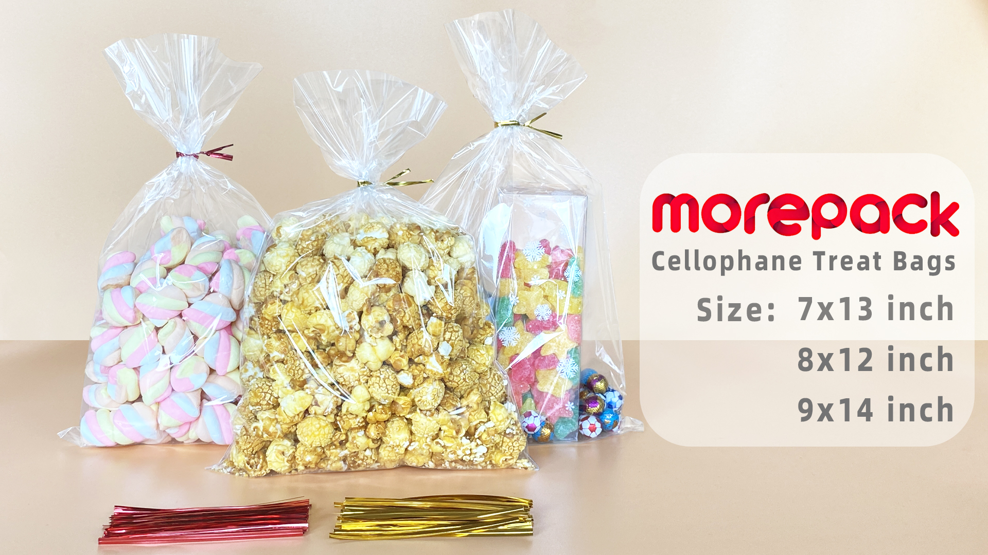 Morepack Extra Large Cellophane Bags,35x47 Inch And 24x30 Inches Big Clear Basket - View #6