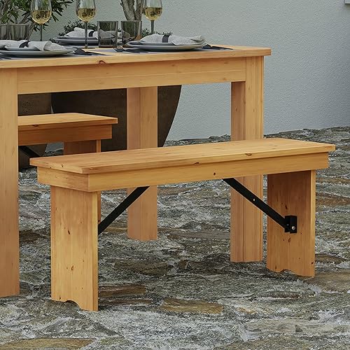 Miniatura 13 de Merrick Lane Tinsley - Banco plegable de pino macizo rústico antiguo de 40 x 12 pulgadas Rústico antiguo,Blanco rústico antiguo,Negro lavado,Natural