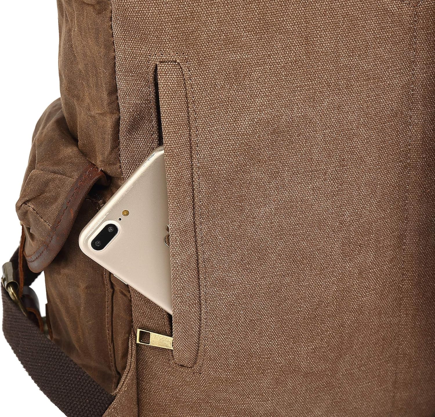 Genuine Leather Canvas waxed Backpack Travel Rucksack Laptop Bag - Image 7