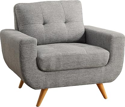 Adelmo Modern Fabric Contemporaty Armchair Singer Sofa for Living Room Furniture, Light Grey
