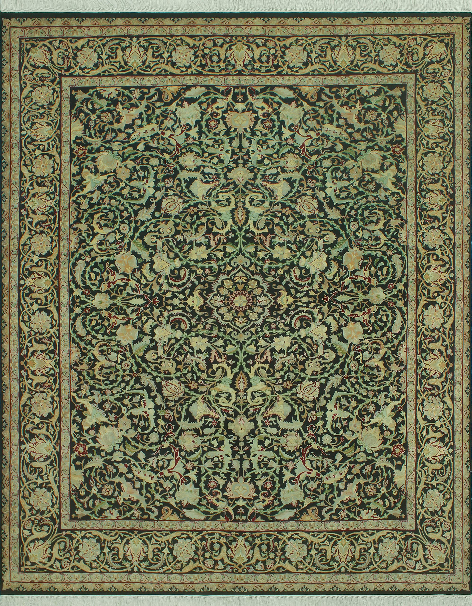 Pak-Persian Fojan Black/Green Rug, 8'0 x 9'10