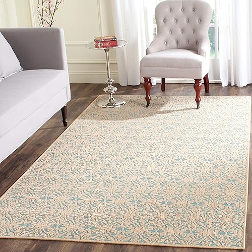 Miniatura 4 de SAFAVIEH Palm Beach Collection - Alfombra de pasillo, 2 x 8 pies, natural y turquesa, yute hecho a mano, ideal para zonas de alto tráfico en sala de