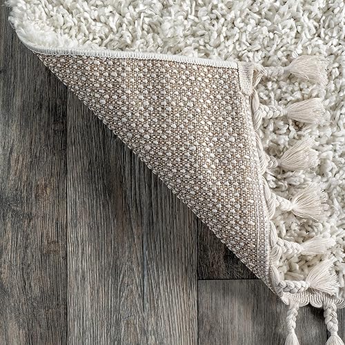 Miniatura 5 de nuLOOM Neva - Alfombra de área afelpada y moderna, con borlas, 3 x 5pies, color marfil