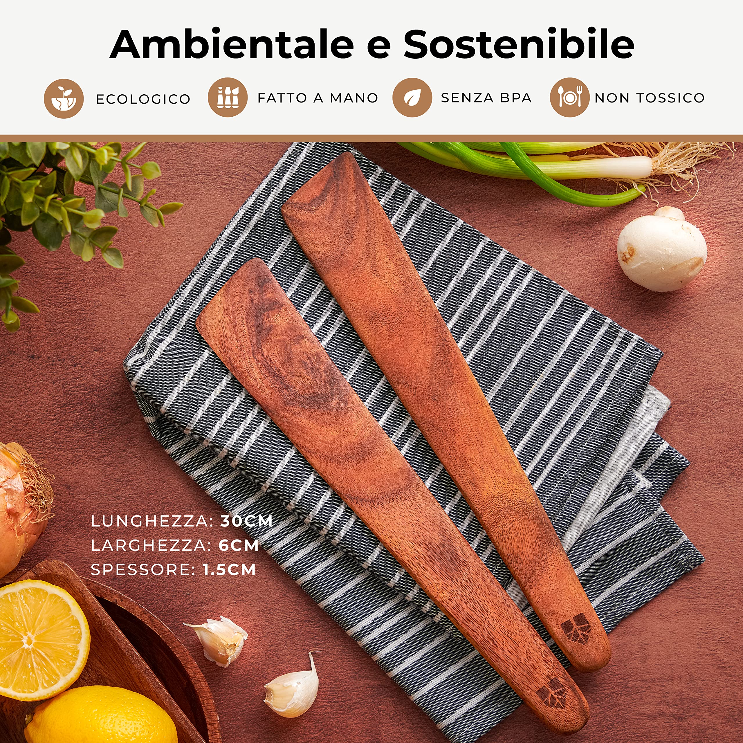 Set di spatole scanalate con spatola in legno da 3 pezzi utensili da