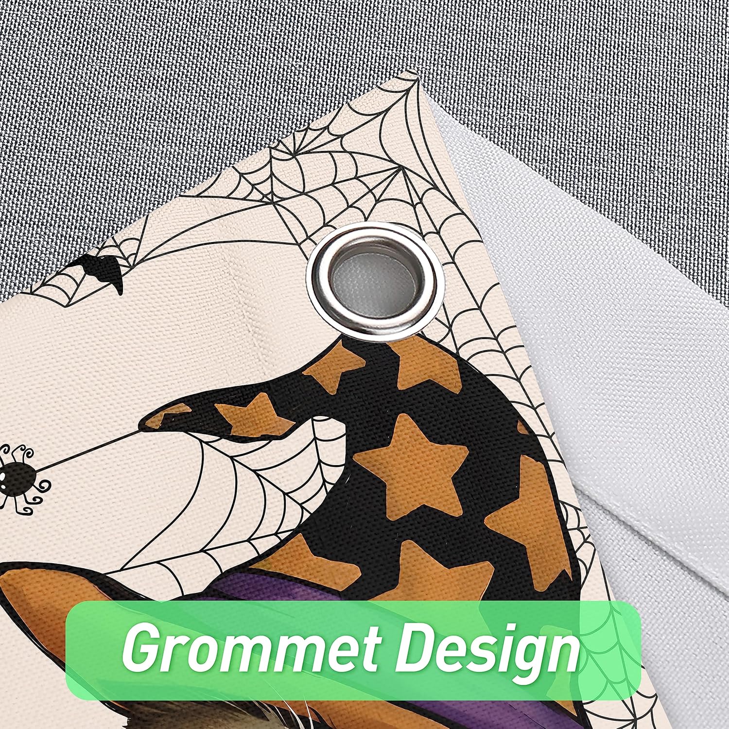 Happy Halloween Shower Curtain, Cat Curtains for Bathroom, Spooky Home Decor Waterproof Fabric with Hooks 72x72 Inch