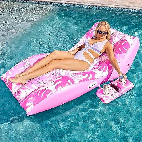 SLOOSH Flotadores inflables de piscina para adultos, silla de piscina de comodidad extrema con soporte para tazas desmontable, tumbona resistente,