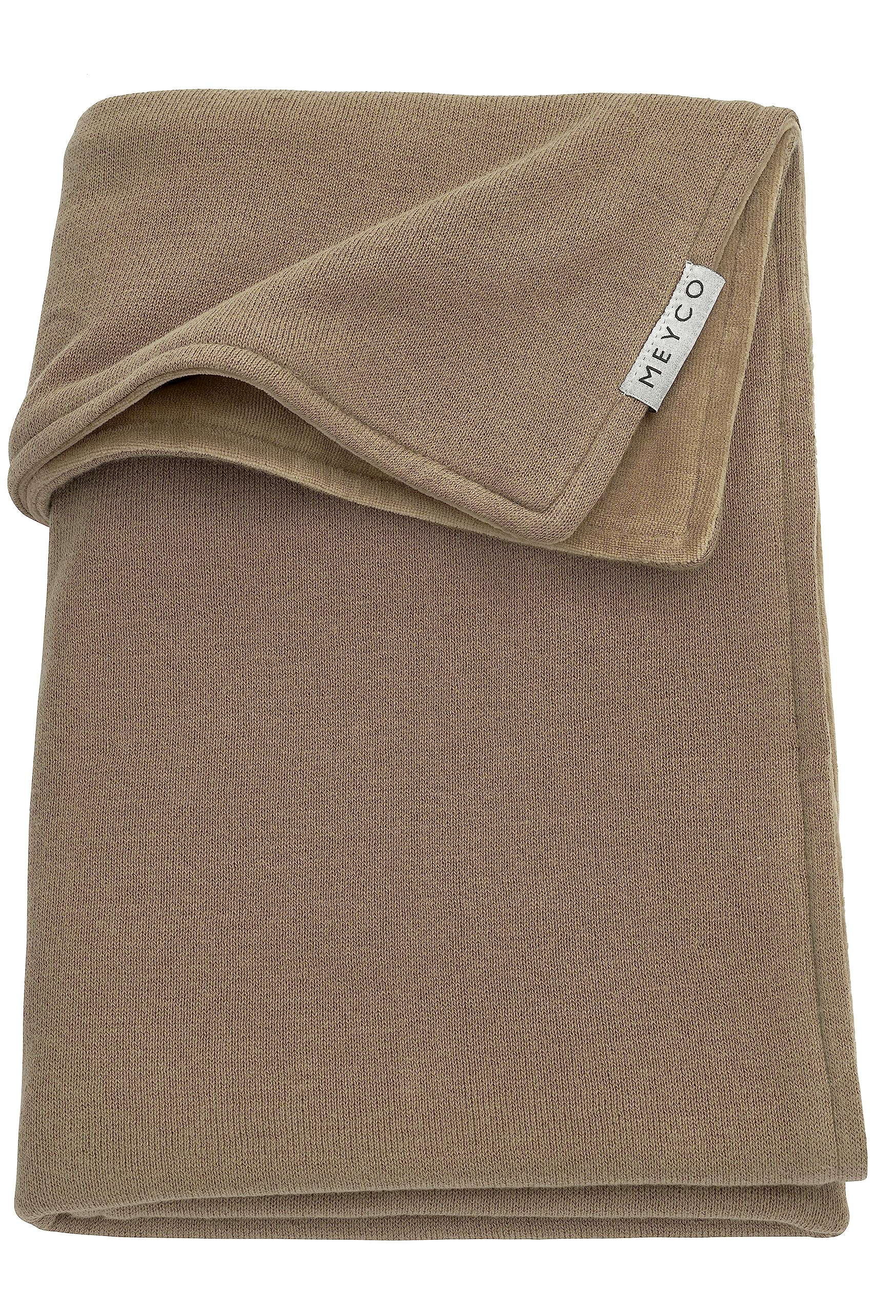 Meyco Baby Knit Basic Velvet - Manta de Punto para Cuna (80% algodón y 20% poliéster, versátil, fácil Cuidado, Transpirable, tamaño: 100 x 150 cm), Color marrón