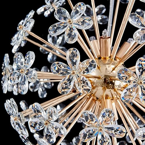 Miniatura 4 de Shrine Lighting - Candelabros de cristal de diente de león, diseño moderno, lámpara colgante de fuegos artificiales para espacio vital, 17 pulgadas